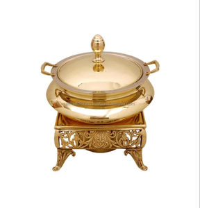 Traditional Copper <b>Buffet</b> <b>Warmer</b> with a polished finish decorative brass rope accent, arched cutout burner stands Ali Handicraft - Product Image 2