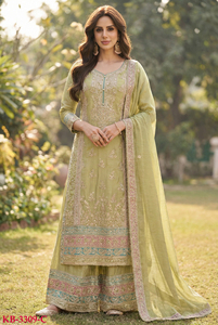 Designer <b>Kurta</b> Palazzo Dupatta Set Vichitra <b>Silk</b> With Embroidery Codding Sequence Work Buy Direct From Supplier At Bargain Price - Product Image 2