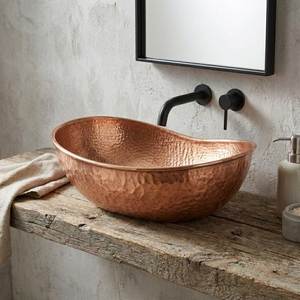 Évier en cuivre antique, design artisanal pour salle de bain de luxe, décoration intérieure de la maison - Product Image 3