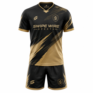 เสื้อฟุตบอลผู้ใหญ่แบบยูนิเซ็กซ์ โพลีเอสเตอร์ 100% พิมพ์ลายดิจิตอล ชื่อทีมและหมายเลข คอวี แขนสั้น ยืดหยุ่นได้ น้ำหนัก 140 กรัม ทรงปกติ - Product Image 1