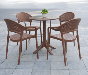 Modern Midnight Onyx Sculptural Outdoor <b>Bistro</b> <b>Table</b> with Waterproof ABS Top Durable UV-Resistant Four Prong Pedestal Base - Product Image 2