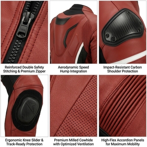 Combinaison de course moto personnalisée en cuir OEM ODM, équipement de piste en gros, vêtements de motard protecteurs en cuir de vachette perforé - Product Image 6