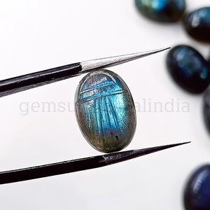 Perles Scarabées en Labradorite, Éléments Sculptés en Pierre Précieuse, Scarabée Égyptien en Labradorite, Sculpture d'Insecte en Labradorite 14X10MM - Product Image 2