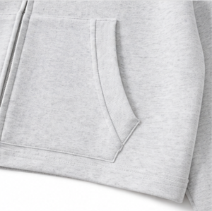 Custom Men's Cropped Zip Up Hoodie Oversized <b>Fleece</b> Sweatshirt OEM ODM Blank Casual Hooded <b>Jacket</b> Private Label Manufacturer - Product Image 4