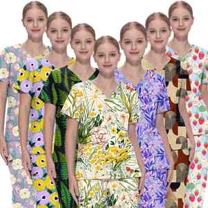 Cartoon Printed Women's Medical Hospital Scrubs New Uniform <b>Sets</b> with Straight Pants Comfortable Nurses Scrubs <b>Doctor</b> Uniform - Product Image 4