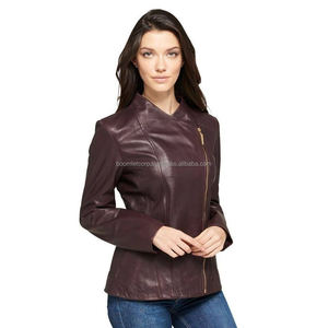 Veste en cuir marron de haute qualité pour femmes, coupe ajustée, fermeture éclair dorée, doublure souple, vêtements d'extérieur de style moto OEM - Product Image 6