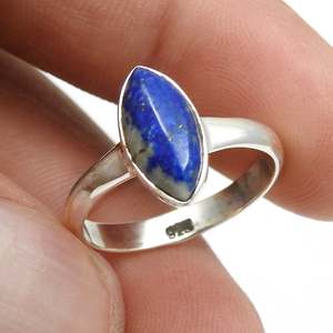 925 Sterling Silver Stackable <b>Ring</b> Comes With Bezel Setting Lapis Lazuli Gemstone Pretty Marquise Shape Trendy Fashion <b>Boho</b> <b>Ring</b> - Product Image 2