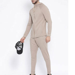 Ensemble de survêtement beige à capuche pour homme, sweat à capuche zippé à manches longues et pantalon de jogging, tenue de sport décontractée pour l'entraînement athlétique - Product Image 4