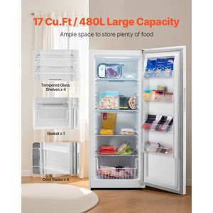 Congelatore Verticale Convertibile No-Frost da 17 Cu.Ft con Pannello di Controllo Temperatura, Allarme Apertura Porta Regolabile e Funzione di Regolazione Allarme - Product Image 3