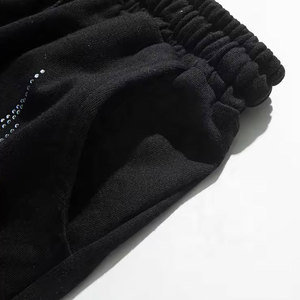 Men's Black Flame Rhinestone <b>Shorts</b> Street Style Drawstring Waist <b>Sequined</b> Print Breathable Knitted Fabric - Product Image 5