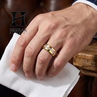 Anillo de boda de lujo para hombre en oro amarillo de 14K y 18K con diamantes cultivados en laboratorio, diseño de canales, borde biselado, joyería personalizada para hombre.
