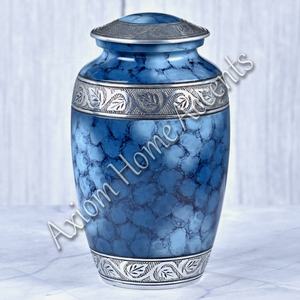 Sofisticada urna de cremación de aluminio con intrincados detalles hechos a mano recuerdo conmemorativo de Axiom Home Accents - Product Image 6