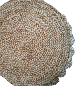 Mantel Individual de yute personalizado de lujo hecho a mano, redondo Natural con Material de bambú de encaje para decoración de mesa, MOQ, exportación desde Bangladesh - Product Image 1