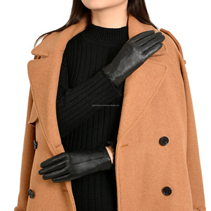 Gants en cuir pour femmes sur mesure, style uni, noirs, thermiques, non doublés, gants d'hiver décontractés, fabricant OEM - Product Image 3