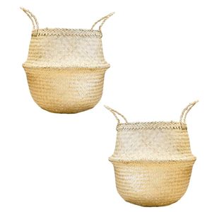 Paniers décoratifs faits à la main en jonc de mer pour couvrir les pots de plantes et la décoration, organisateur de rangement pliable pour jouets - Product Image 1