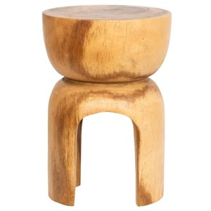 Taburete de madera con patas arqueadas, fabricante directo OEM, ecológico, venta al por mayor, mesa auxiliar moderna de madera maciza, precio económico - Product Image 3