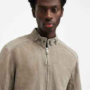 Blouson en daim premium pour homme, coupe ajustée, col montant, style motard décontracté, léger, zippé, manteau bomber, vêtement d'extérieur masculin 2026 - Product Image 4