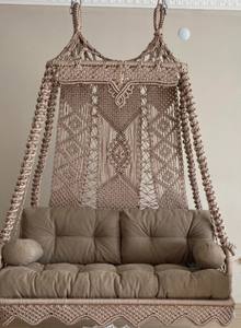 <b>Macrame</b> Brown Garden Swing,<b>Macrame</b> Double Swing,<b>Hanging</b> Swing,Balcony Swing,Patio - Product Image 4