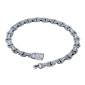 Haute qualité 925 argent Sterling Hip Hop entièrement glacé chaîne à maillons byzantins plaqué or blanc Moissanite diamant prix de gros - Product Image 1