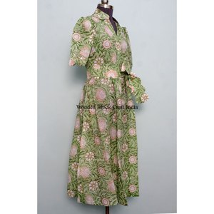 Robe en coton doux pour femmes, tenue décontractée d'été, légère, style bohème midi, robe pour femmes, tenue décontractée quotidienne, robe unique - Product Image 5