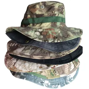 Camouflage BONNIE Hat Sniper Hidden Jungle Sports Fishing Ripstop Combat Wide Brim Bucket Hat Camping Hiking Head Wear