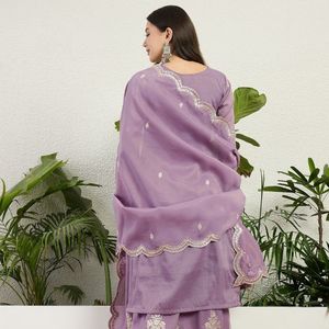 Premium Organza Embroidered Heavy <b>Top</b> Palazzo Set With Designer Embroidered Dupatta Party Wear Manufacturer By Royal Exports - Product Image 3