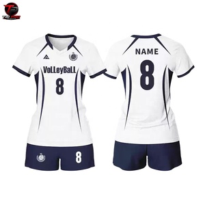 Ensemble d'uniformes de volley-ball personnalisés avec nom d'équipe, maillot à manches courtes et short à taille élastique pour adultes, kit sportif OEM - Product Image 1
