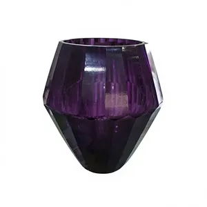 Modern Faceted Purple Crystal <b>Vase</b> Tabletop Decor <b>Unique</b> Design - Product Image 1