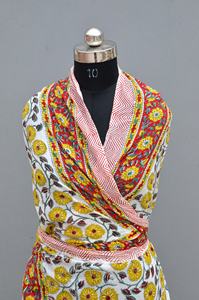 Pareo de Playa para Mujer, Tela de Algodón Suave, Estampado de Bloque de Mano, Diseño Floral, Accesorio para Envolver La Cabeza, Verano, Novedad - Product Image 2