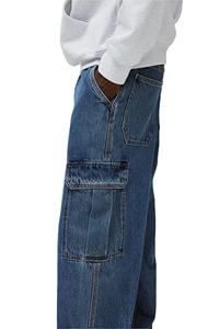 กางเกงยีนส์ผ้าฝ้ายยืดได้สำหรับผู้ชายกางเกงคาร์โก้ทรงหลวมสีฟ้ามี100% สำหรับใส่ได้ทุกวัน - Product Image 5