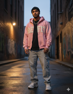 Novedad 2026: Sudaderas con capucha de felpa francesa de alto gramaje, estilo streetwear, con pedrería en toda la superficie y bordado desgastado, con cremallera. - Product Image 3