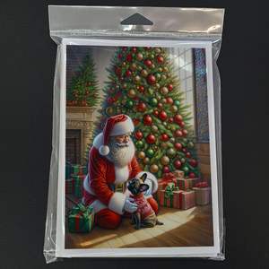 Bulldog français Père Noël fantaisiste A7 Cartes de vœux Pack de 8 cartes vierges avec enveloppes Taille 5x7 - Product Image 3