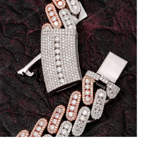 สร้อยคอแบบ Cuban Link ขนาด 22 มม. 22 นิ้ว สองสี ประดับเพชร VVS Moissanite ชุบทอง สไตล์ฮิปฮอป เงินแท้ ขายส่ง - Product Image 3