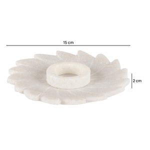Support de bougie chauffe-plat en marbre blanc fait main, motif lotus, avec pétales de rose, plateau décoratif pour centre de table, décoration intérieure, méditation et spa - Product Image 6