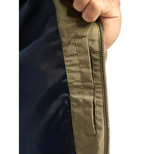 Blouson bomber en toile vert olive uni pour homme, fermeture éclair, col montant, décontracté, respirant, streetwear, vêtements d'hiver - Product Image 6