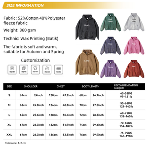 Sudadera con Capucha Unisex Extra Grande con Cierre, Color Sólido, Felpa de Algodón Antiarrugas, Informal, con Bolsillos, para Invierno, Corte Regular, Larga - Product Image 3