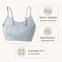 Soutien-gorge de sport sans couture pour femme, motif rayé ondulé, haut court de yoga et de gym, bretelles spaghetti ajustables, col rond, soutien-gorge athlétique de fitness