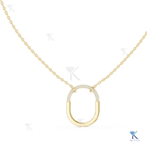 จี้เพชรทรงบริลเลียนท์คัท สร้อยคอทองคำแท้ 14K 18K ดีไซน์หรูหรา สำหรับผู้หญิง เหมาะสำหรับงานแต่งงาน งานหมั้น สไตล์ร่วมสมัย - Product Image 1