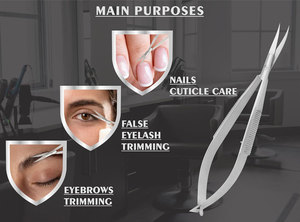 Ciseaux à cuticules micro-spring incurvés de qualité supérieure, ultra-affûtés, en acier inoxydable de précision, pour droitiers, professionnels, pour manucure et sourcils - Product Image 3