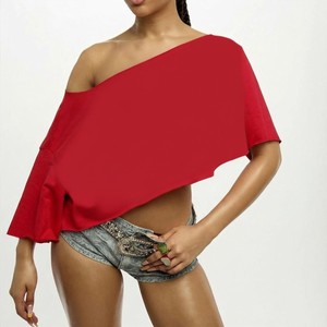 Custom Logo Summer Fashion <b>Top</b> Women One Shoulder Crop <b>Top</b> Asymmetric Sleeveless Red Knitted Solid Color Loose Fit Spring <b>Tops</b> - Product Image 3