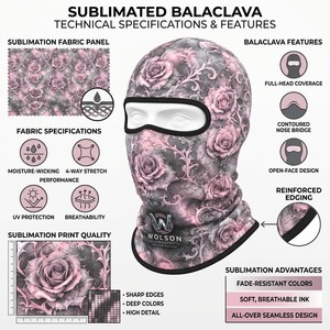 Balaclava de sublimation haute qualité, léger, pour le sport, avec graphiques personnalisés, idéal pour la course, le cyclisme, l'entraînement et les activités de plein air - Product Image 6