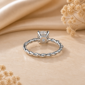 2 CTW <b>Cushion</b> Cut Moissanite Prong Set Twisted Band Engagement <b>Ring</b> 14K Gold Plated Silver | Luxe Classic Solitaire Bridal <b>Ring</b> - Product Image 2