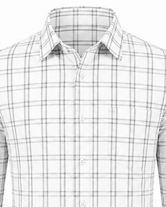 Camisa de Franela a Cuadros Blanca y Gris para Hombre, Formal e Informal, de Manga Larga, con Botones, de Algodón, para Oficina, Personalizable - Product Image 5