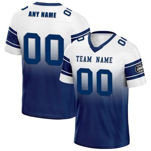 Camiseta de Rugby Sublimada Personalizada, Unisex, Cuello en V, Manga Corta, Absorbe la Humedad, Nombre del Equipo 00, Uniforme de Malla Blanca y Azul Marino 100% - Product Image 6