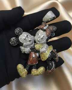 Colgante de Mickey Mouse con Diamantes de Moissanita Multicolor, Estilo Hip Hop, Chapado en Plata 925, con Personaje de Dibujos Animados - Product Image 1