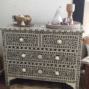 Commode classique en os incrusté avec motifs artisanaux complexes, meuble écologique pour salon et chambre, pour un luxe moderne - Product Image 3