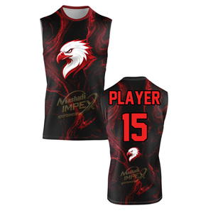 มาชาดี อิมเพ็กซ์ชุดเสื้อบาสเก็ตบอลชาย พิมพ์ลายอินทรีสีแดงดำ ดีไซน์ระบายความชื้น ทรงสปอร์ต - Product Image 3