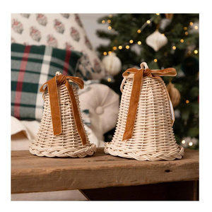 Woven Rattan Holiday Bells from Vietnam for Christmas Wreaths <b>Tree</b> Accessories Gift Packaging and Seasonal Displays - Product Image 2
