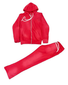 Ensemble de survêtement homme personnalisé avec logo, effet délavé, fermeture éclair, pantalon de jogging ample en molleton 100% coton, idéal pour l'hiver - Product Image 3