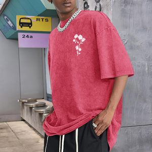 เสื้อยืดโอเวอร์ไซส์ลายกราฟิกผ้าฝ้ายสไตล์สตรีทแวร์สำหรับผู้ชาย ผลิตในปากีสถาน ลวดลายวินเทจแบบฟอกสี - Product Image 5